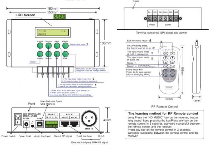 LED Digital Pixel LED Controller Music DMX Controller Support Matrix / Linear Mode 0