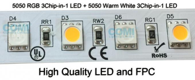24V RGB + Warm White Flexible LED Strip Lights 72 LEDs/ M OEM / ODM Acceptable 1