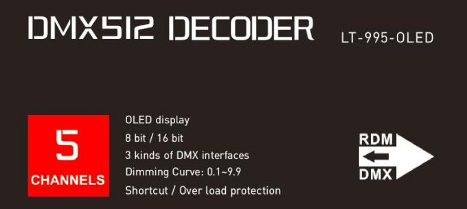 6A * 5 Channels Led Dmx Decoder For Led Lights 16bit / 8bit Resolution Optional 1