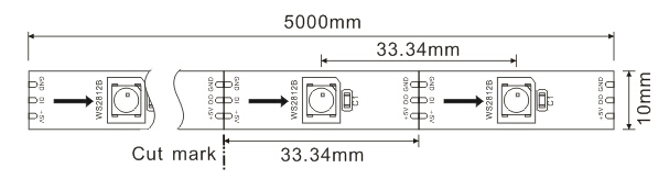 5VDC WS2812B Digital LED Strip Lights Addressable 30 pixels / M and 30 LEDs / M 0