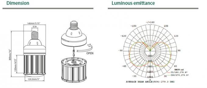 120W E39 Samsung LED Corn Bulb , E40 LED Corn Street Light Replace 400W Post Top Lamp 2