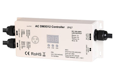 High Voltage IP67 Waterproof RGB 3 CH DMX512 LED Strip Controller 100 - 240V Input &amp; Output